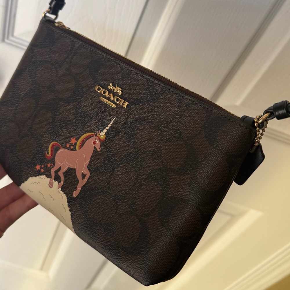Coach Brown Crossbody Bag with Unicorn Design